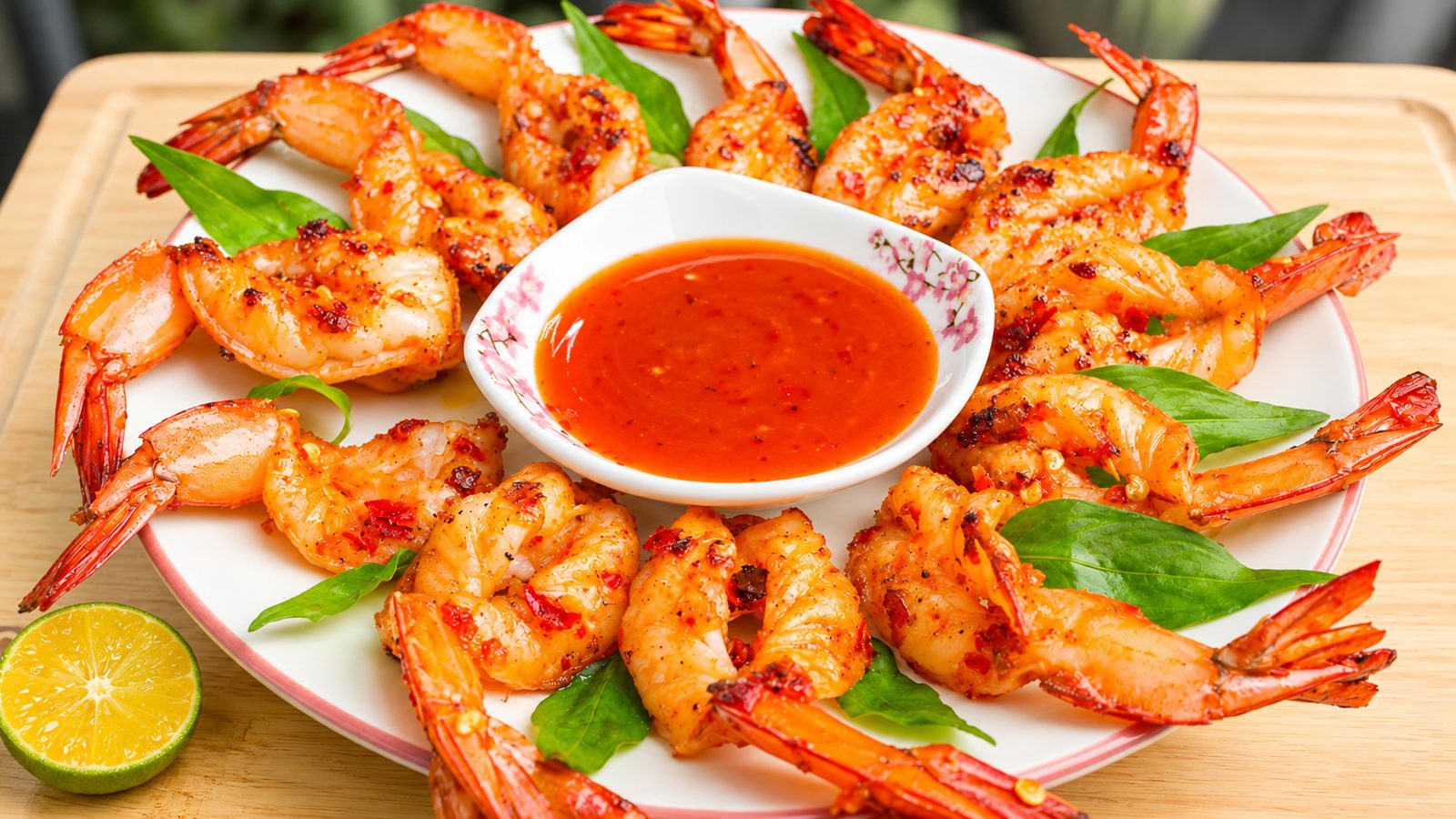 Tôm nướng chấm sốt